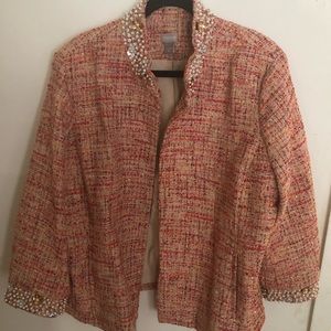 Dressy jacket with pearl/sequined neck & sleeves